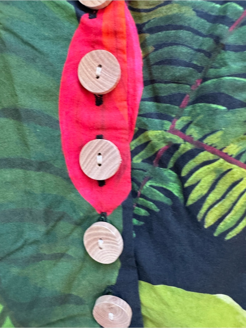 FARM Rio Cocoa Forest Tropical Puff-Sleeve Crop Top - Green & Red Size M Medium - Picture 5 of 8